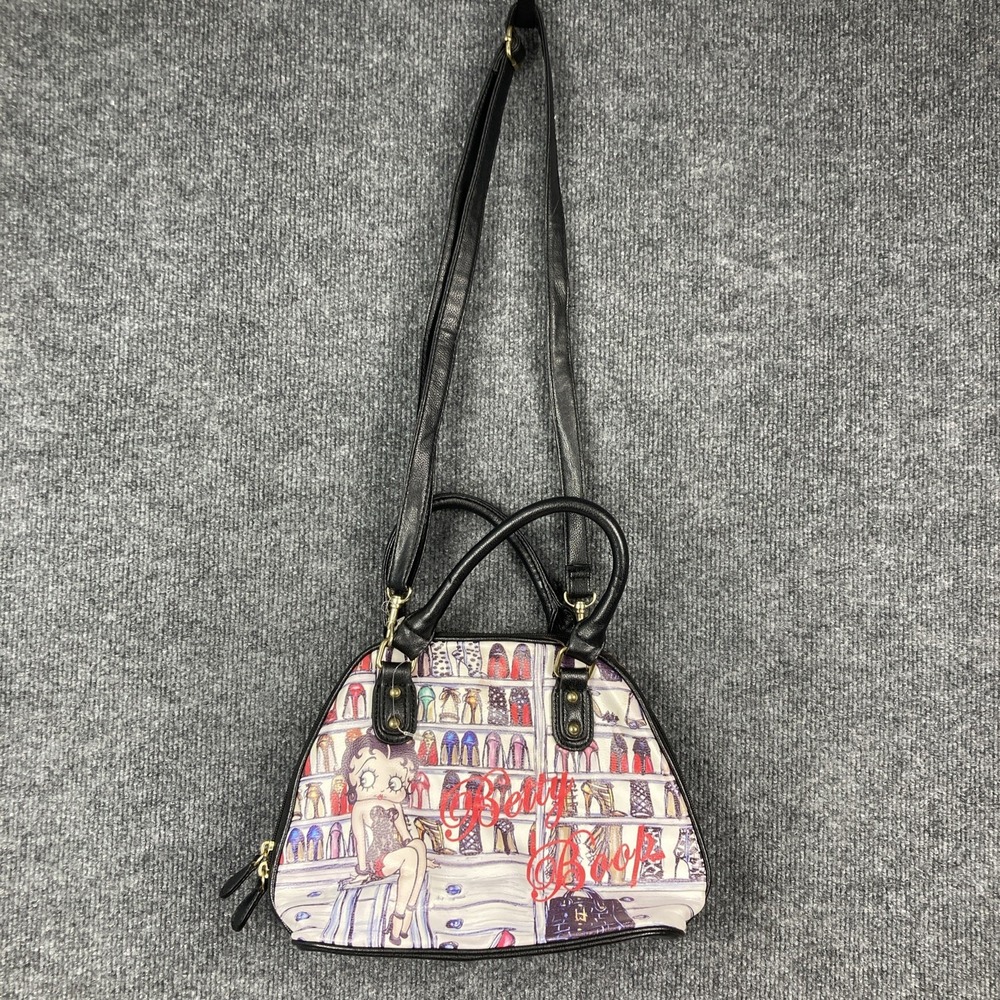 2013 King Betty Boop Black Faux Leather High Heels Shoe Closet Purse Handbag EUC